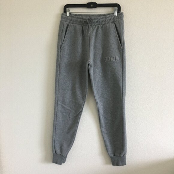 Puma Mens Medium Gray Jogger Drawstring Elastic Waist Inseam 28" 100% Cotton - Picture 1 of 12